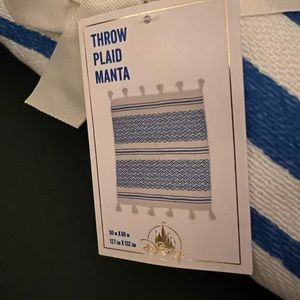 Disney Parks Throw Plaid Manta NWT Coastal Blue White Mickey Mouse